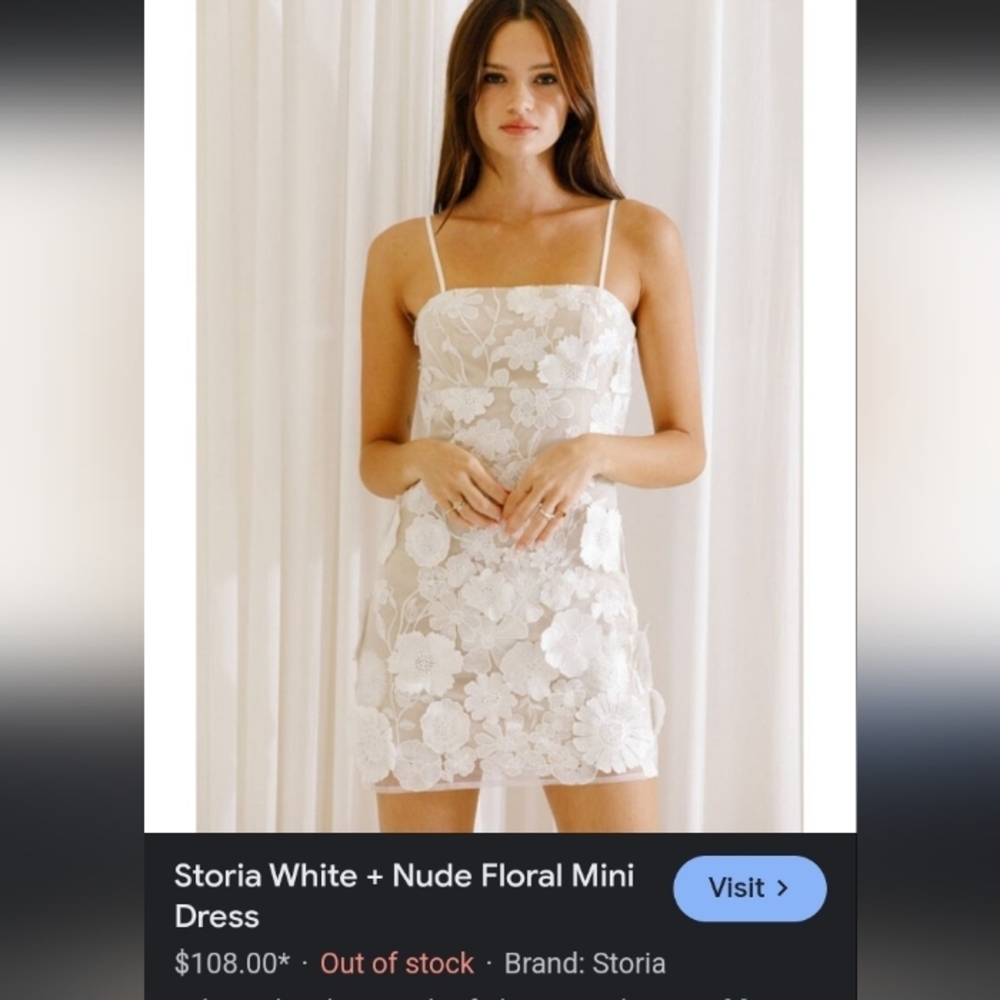 Storia White and Nude Floral Mini Dress